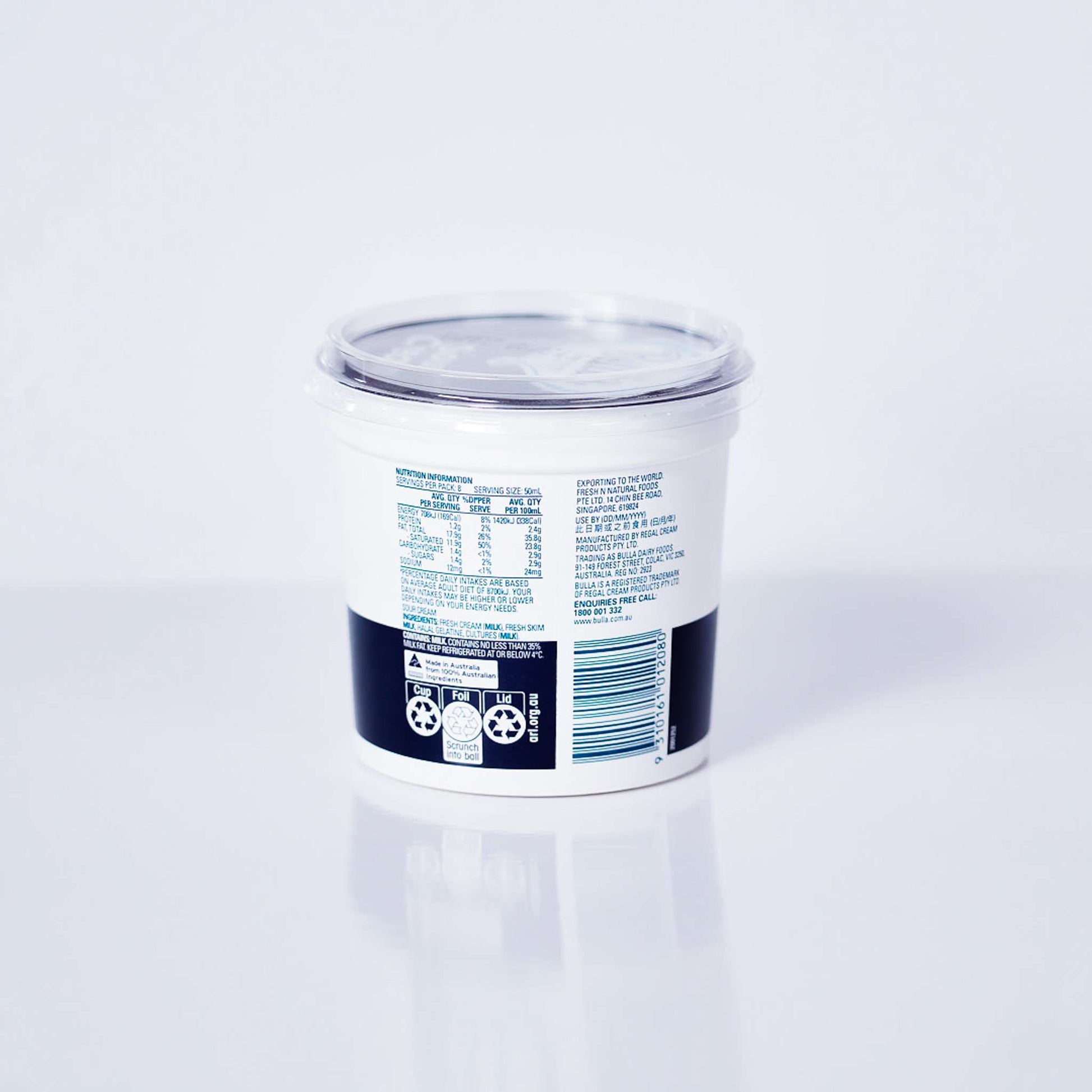 sour cream 600ml by bulla