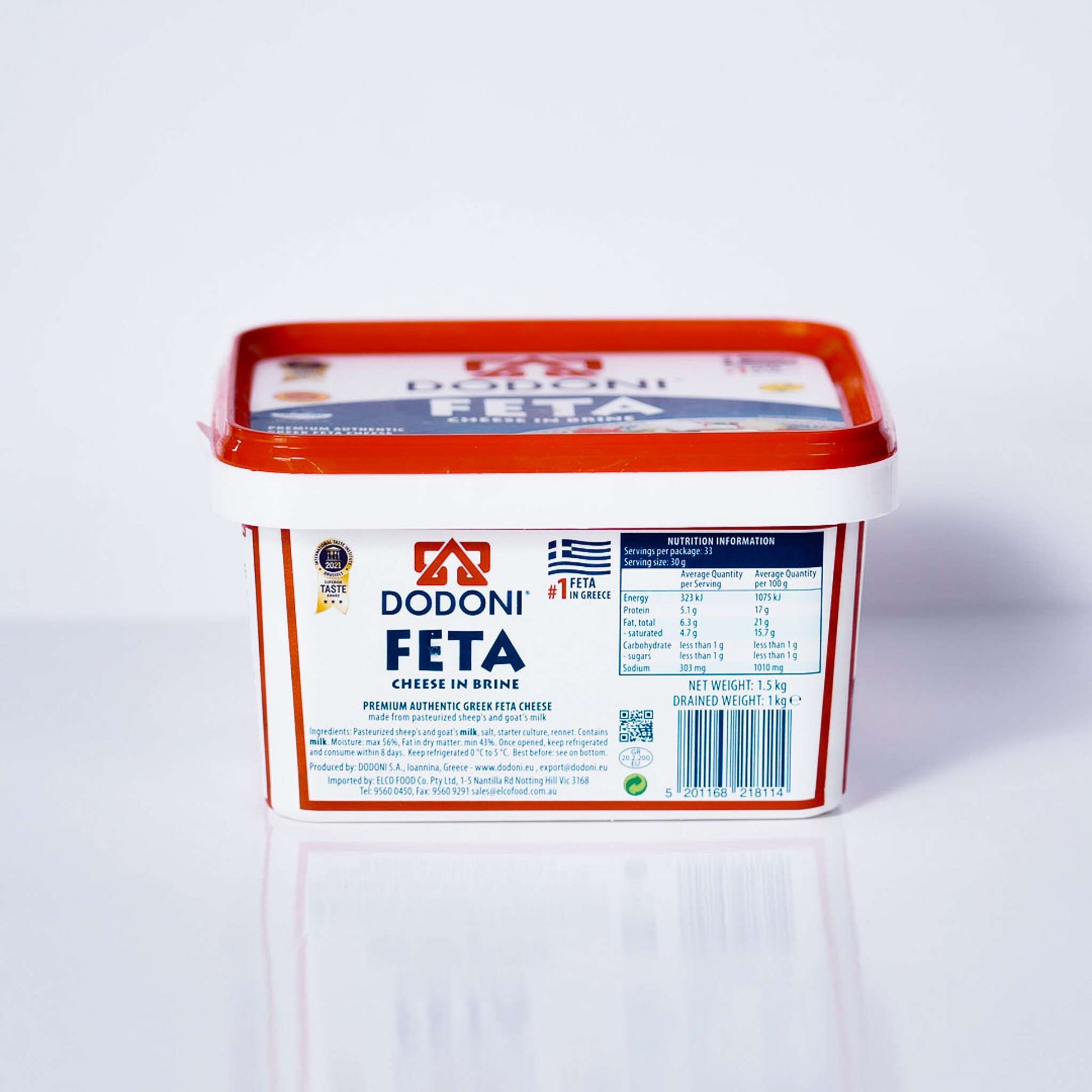 Cheese – Feta In Brine By Dodoni – 1kg Tub