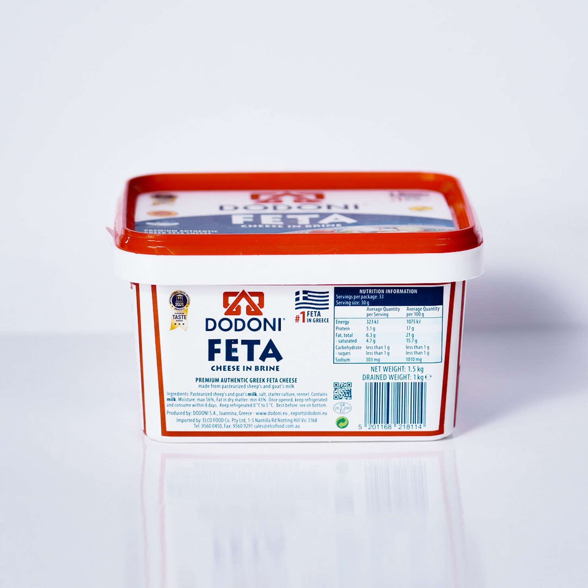 Cheese – Feta In Brine By Dodoni – 1kg Tub