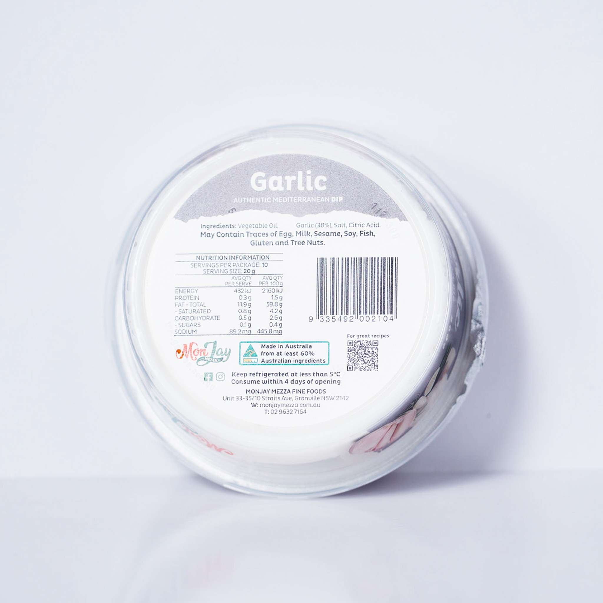 Dip – Garlic By Monjay Mezza 200g