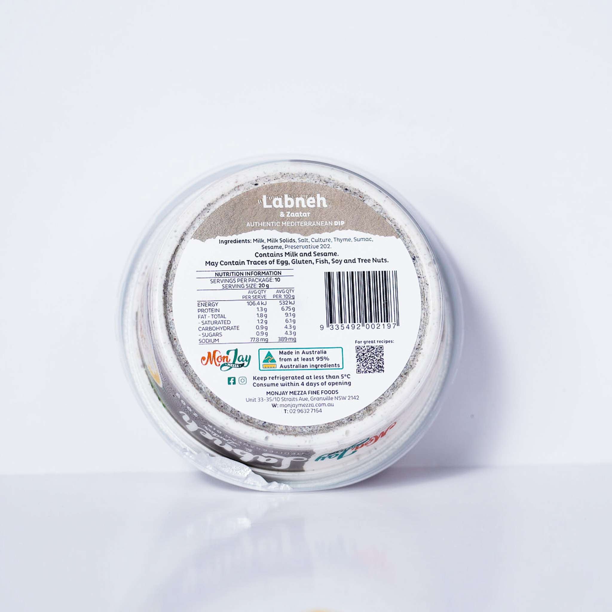 Dip – Labneh & Zaatar By Monjay Mezza 200g