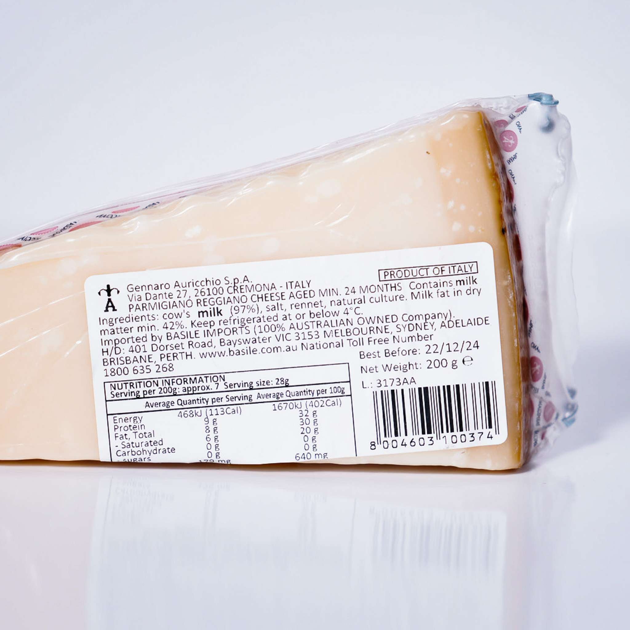 Cheese – Parmigiano Reggiano Wedge By Auricchio