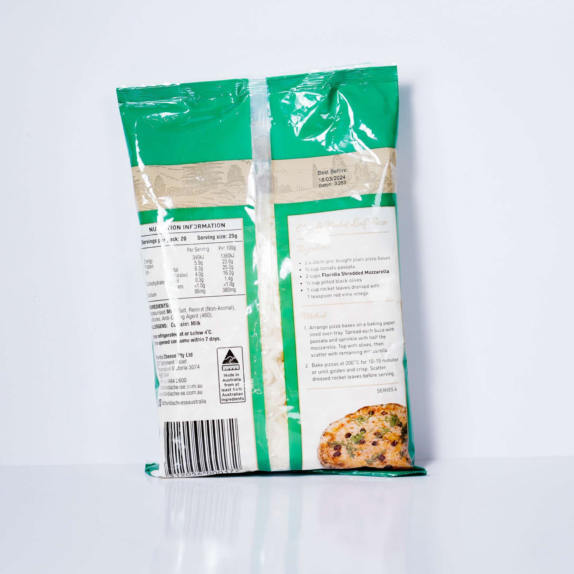 Mozzarella Shredded Cheese By Floridia | 500g
