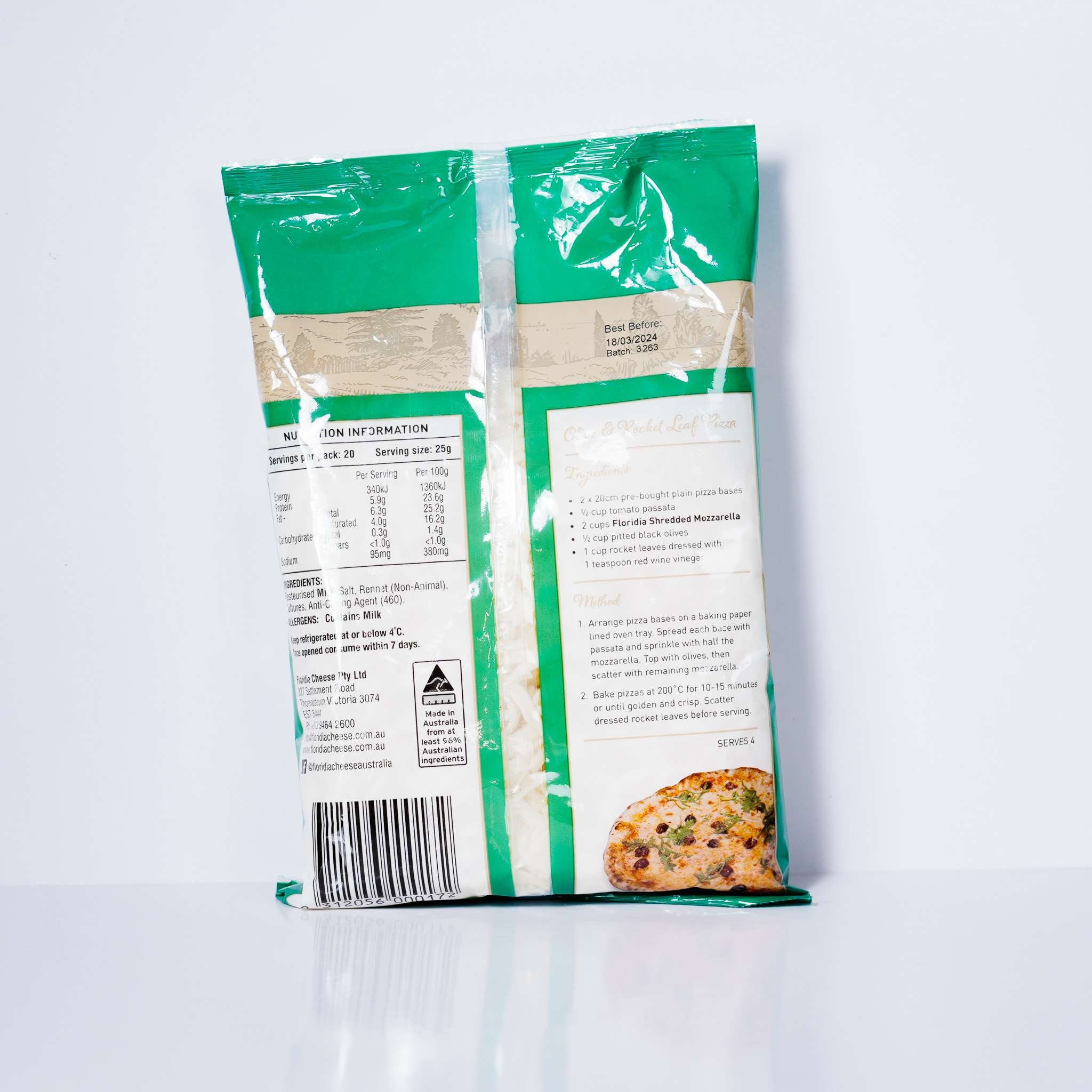 Mozzarella Shredded Cheese By Floridia | 500g