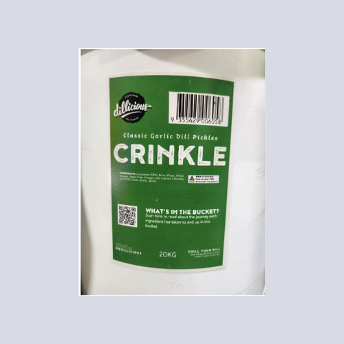 Pickles CRINKLE Cut – Garlic & Dill Cucumbers ｜20kg Bucket