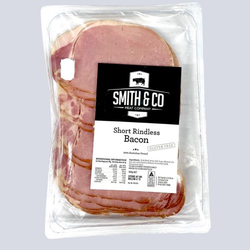 Bacon – Short Rindless Sliced – By Smith & Co. | 500g Packet