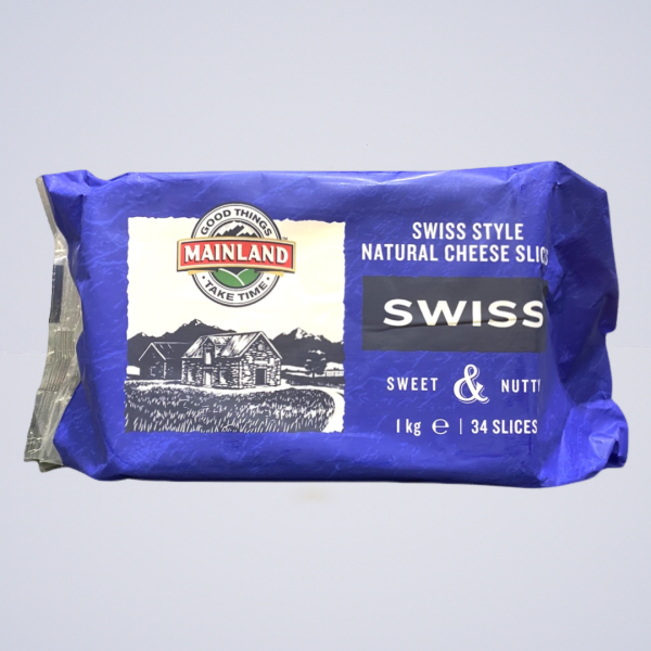 Cheese – Swiss Style Natural Cheese Slices By Mainland – 1kg Packet 34 Slices