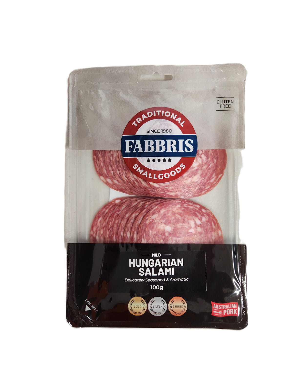 Fabbris Salami Hungarian Mild Sliced - 100g Packet
