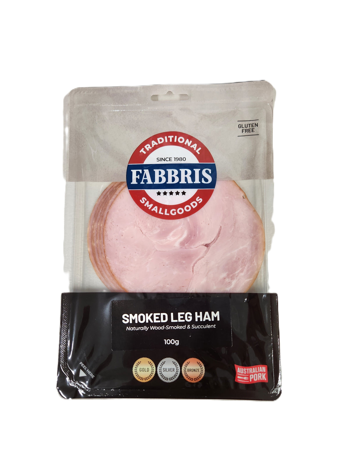 Fabbris Deluxe Smoked Leg Ham Sliced - 100g packet