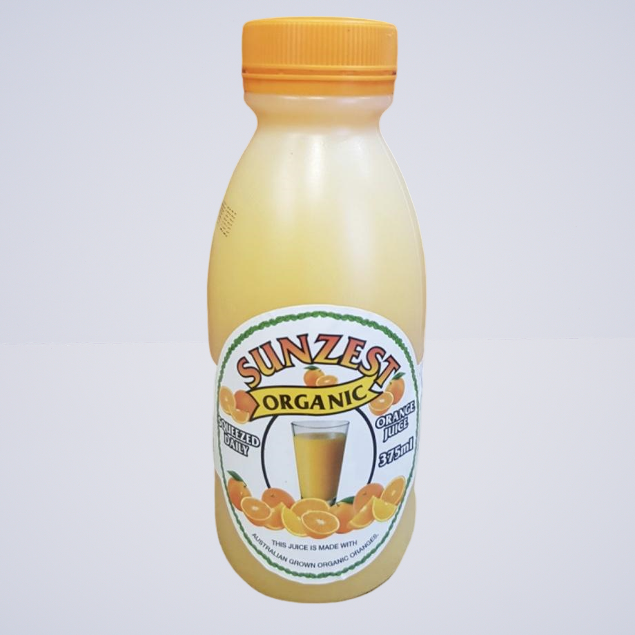 Juice – Sunzest Orange Organic 100% “Squeezed Fresh Daily” – 375ml Bottle
