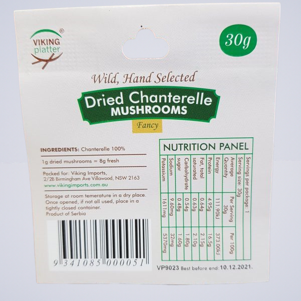 Mushroom – Chanterelle Dried (30gm) Packet 1