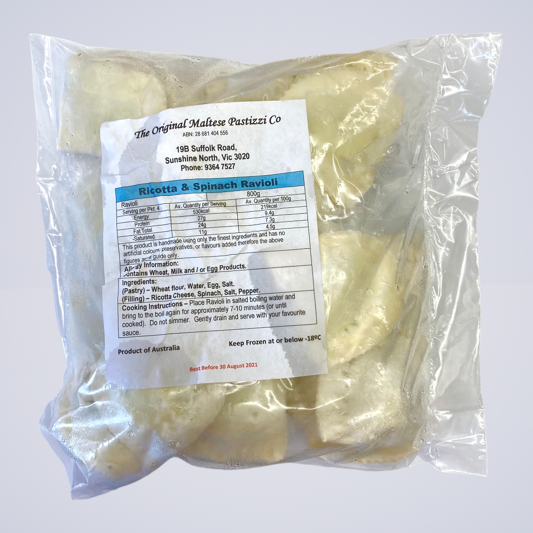 Pasta – Ricotta & Spinach Ravioli By The Original Maltese Pastizzi Co.、