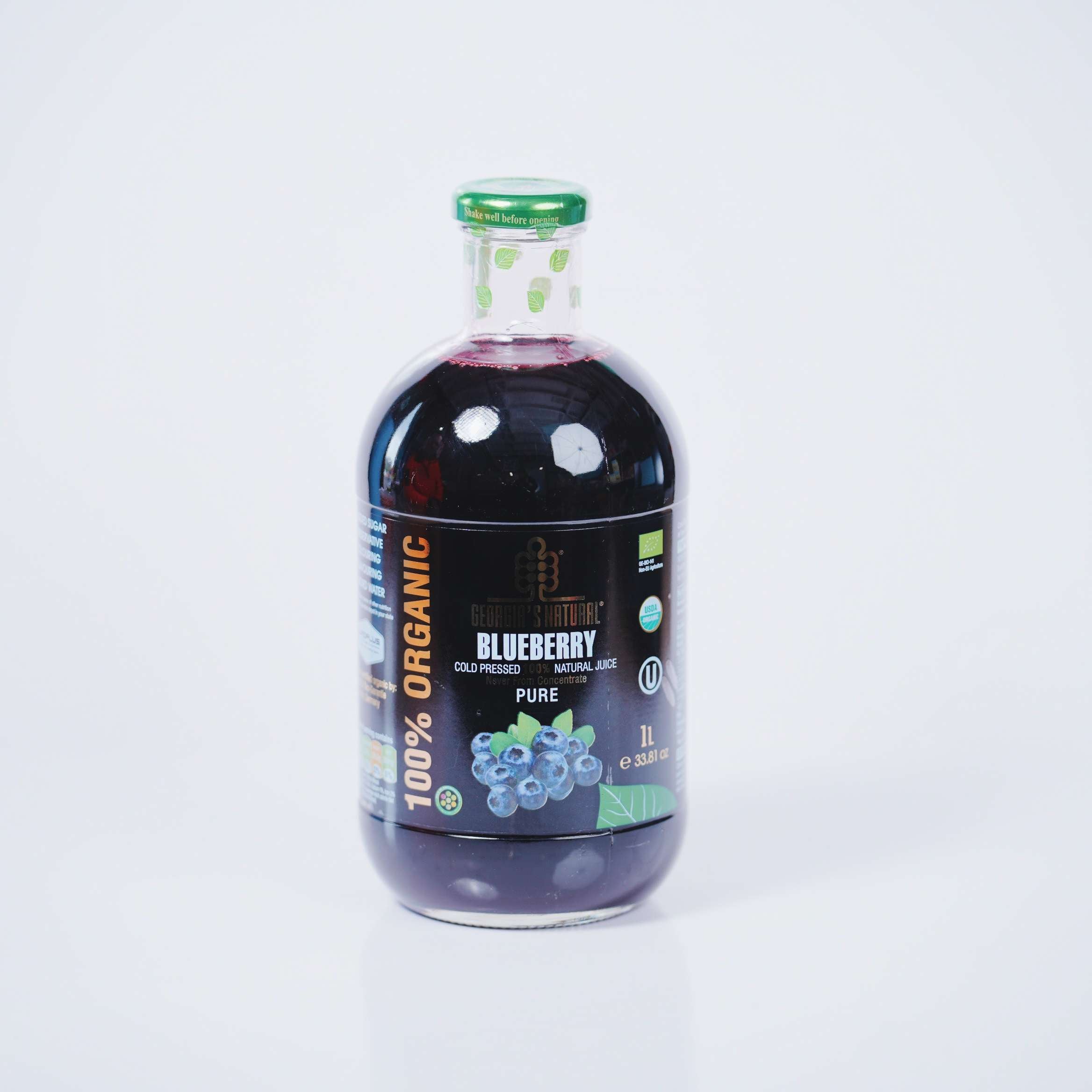 Juice – Blueberry ORGANIC 100% Cold Pressed By Georgia’s Natural｜ 1L Bottle