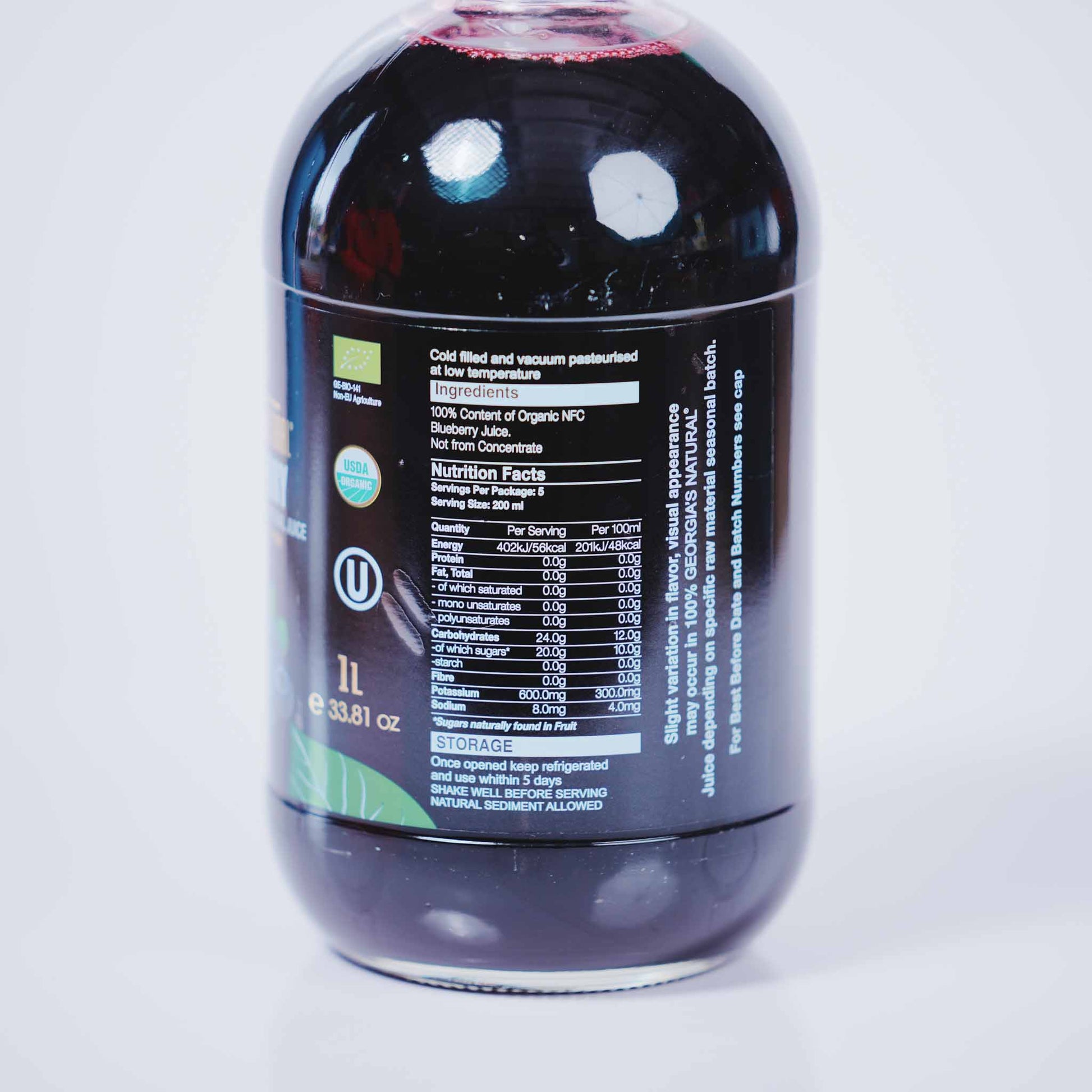 Juice – Blueberry ORGANIC 100% Cold Pressed By Georgia’s Natural ｜6 Pack