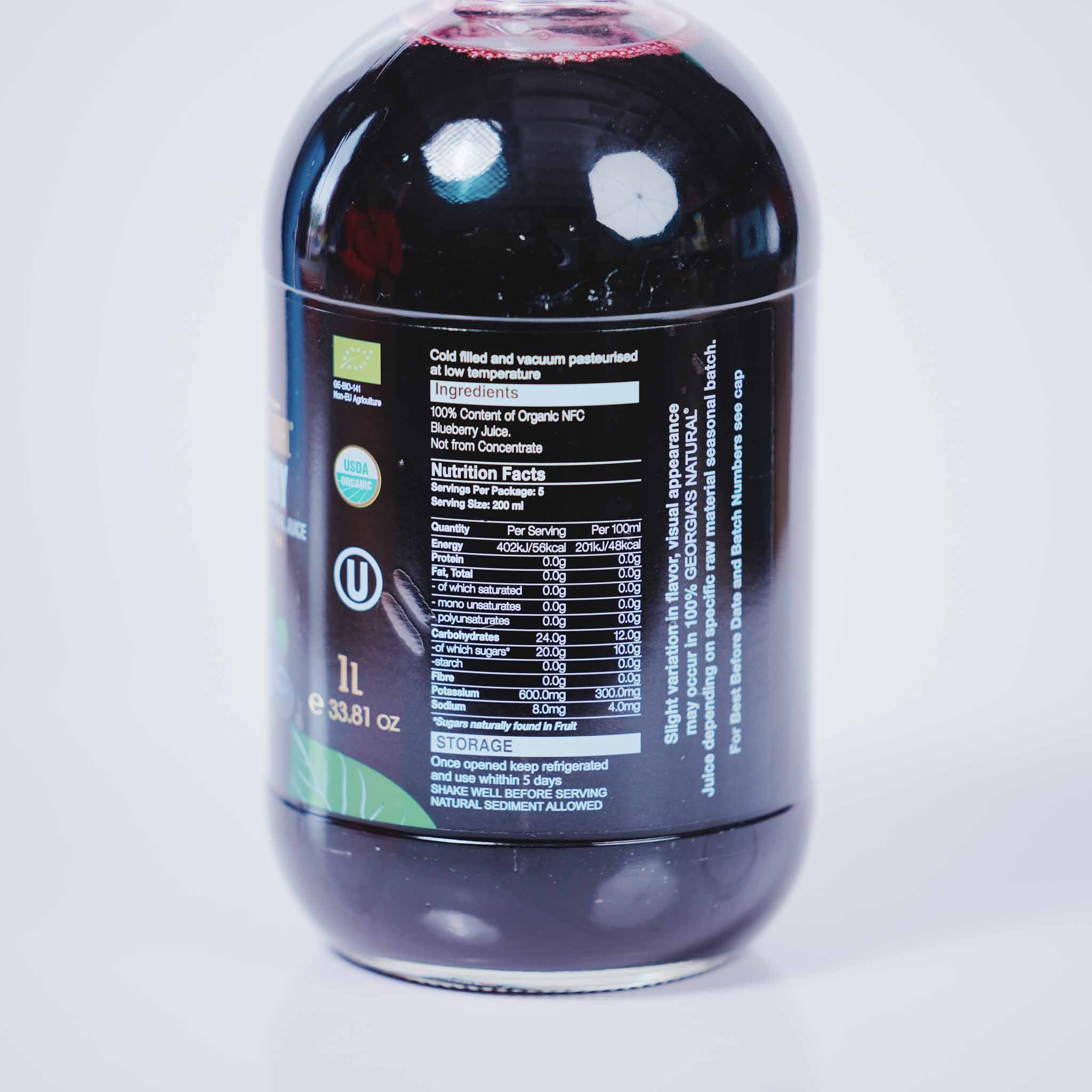 Juice – Blueberry ORGANIC 100% Cold Pressed By Georgia’s Natural ｜6 Pack