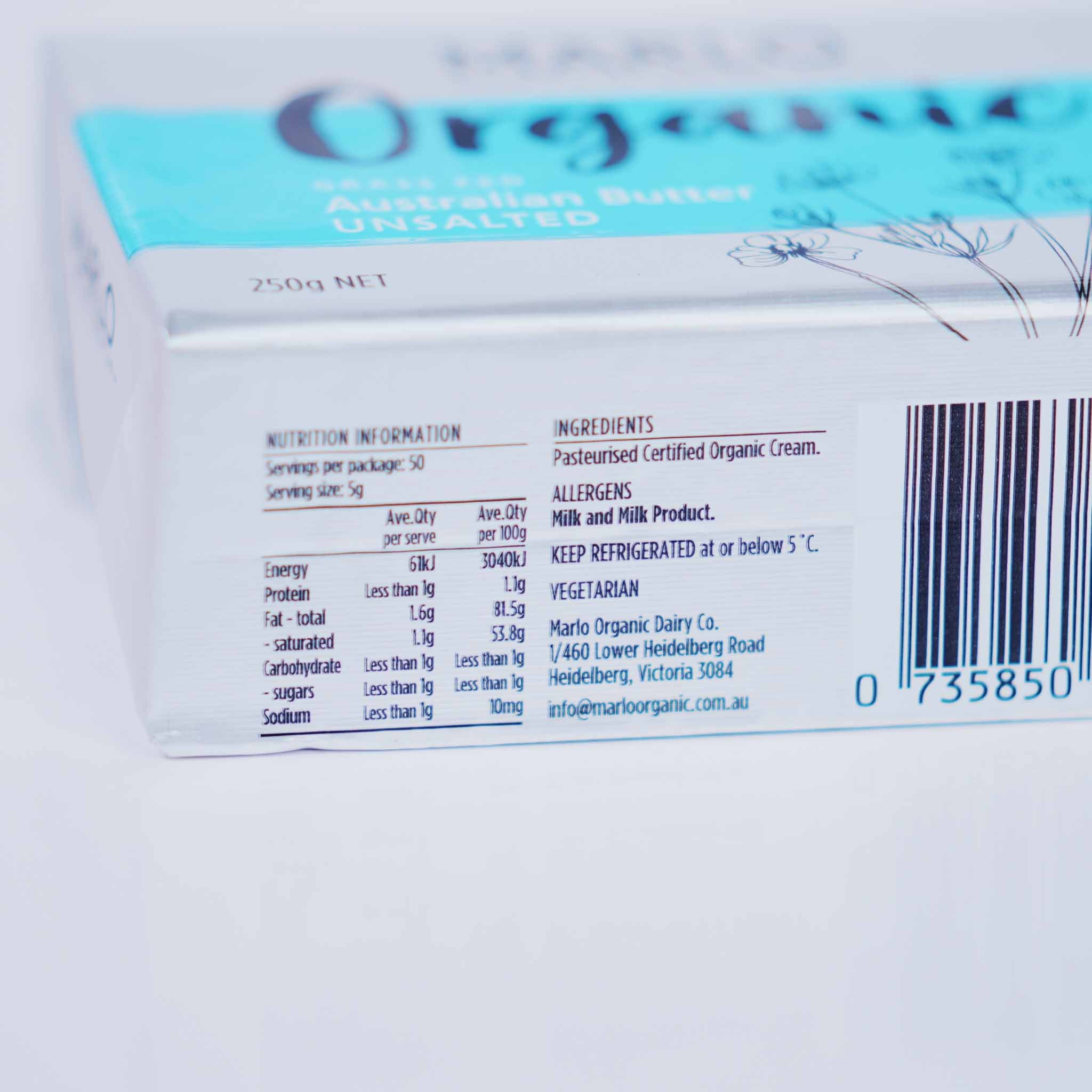 Marlo Organic Unsalted Butter ｜250g