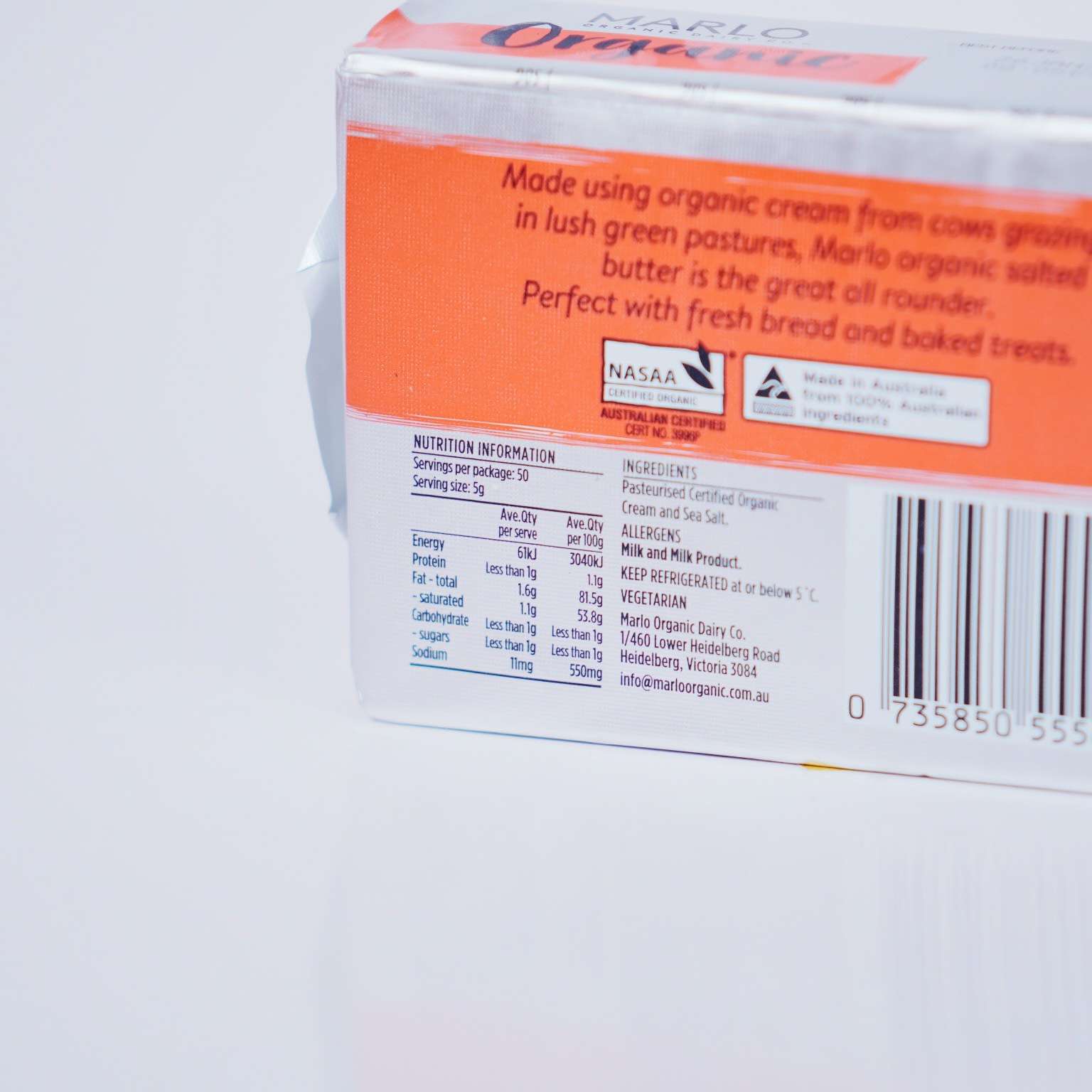 marlo organic salted butter 250g