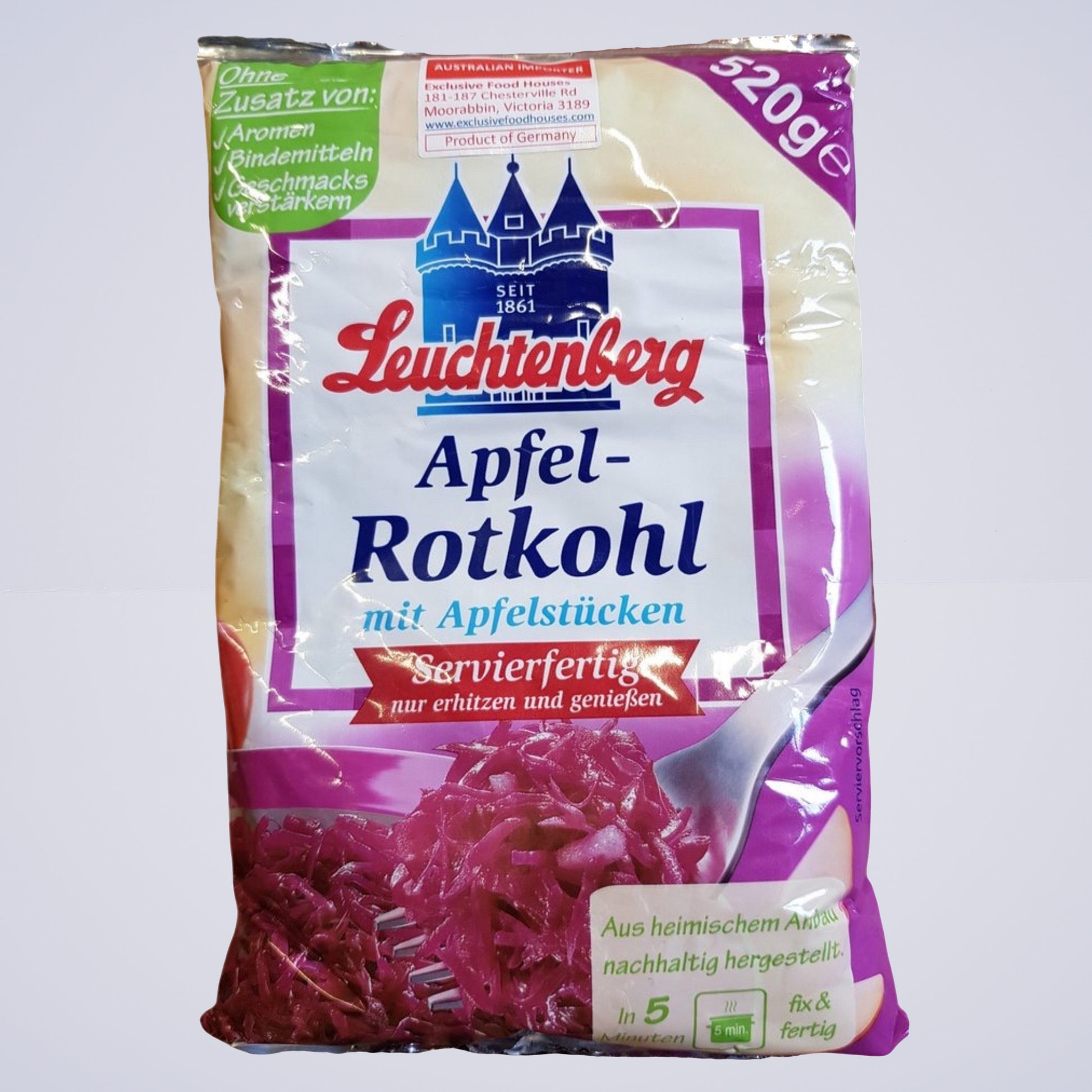 Sauerkraut – (Fermented Cabbage) Red Cabbage With Apple – Leuchtenberg 520g