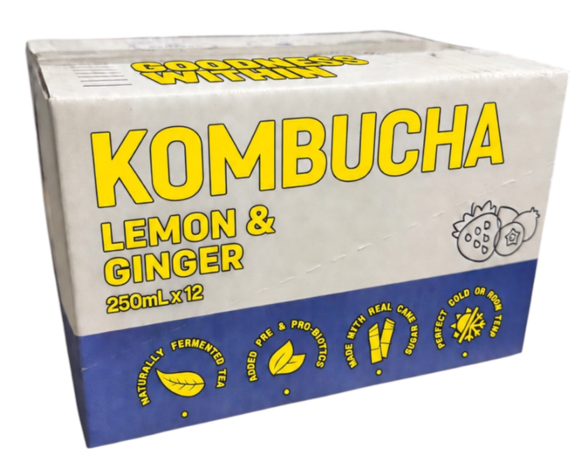 Bonsoy Lemon & Ginger Kombucha - 12 x 250ml