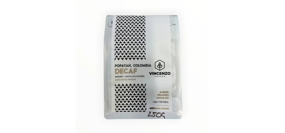 Vincenzo Swiss Water Decaf Coffee Beans - 250g